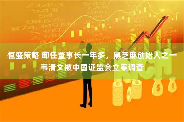 恒盛策略 卸任董事长一年多，黑芝麻创始人之一韦清文被中国证监会立案调查
